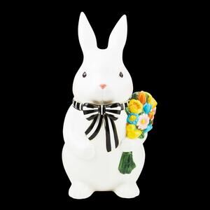 MACKENZIE CHILDS Calico Bunny Cookie Jar New